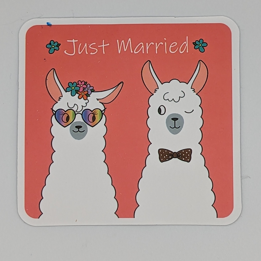 Just Married Llama Sticker